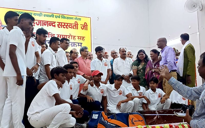 Young team and guests on stage